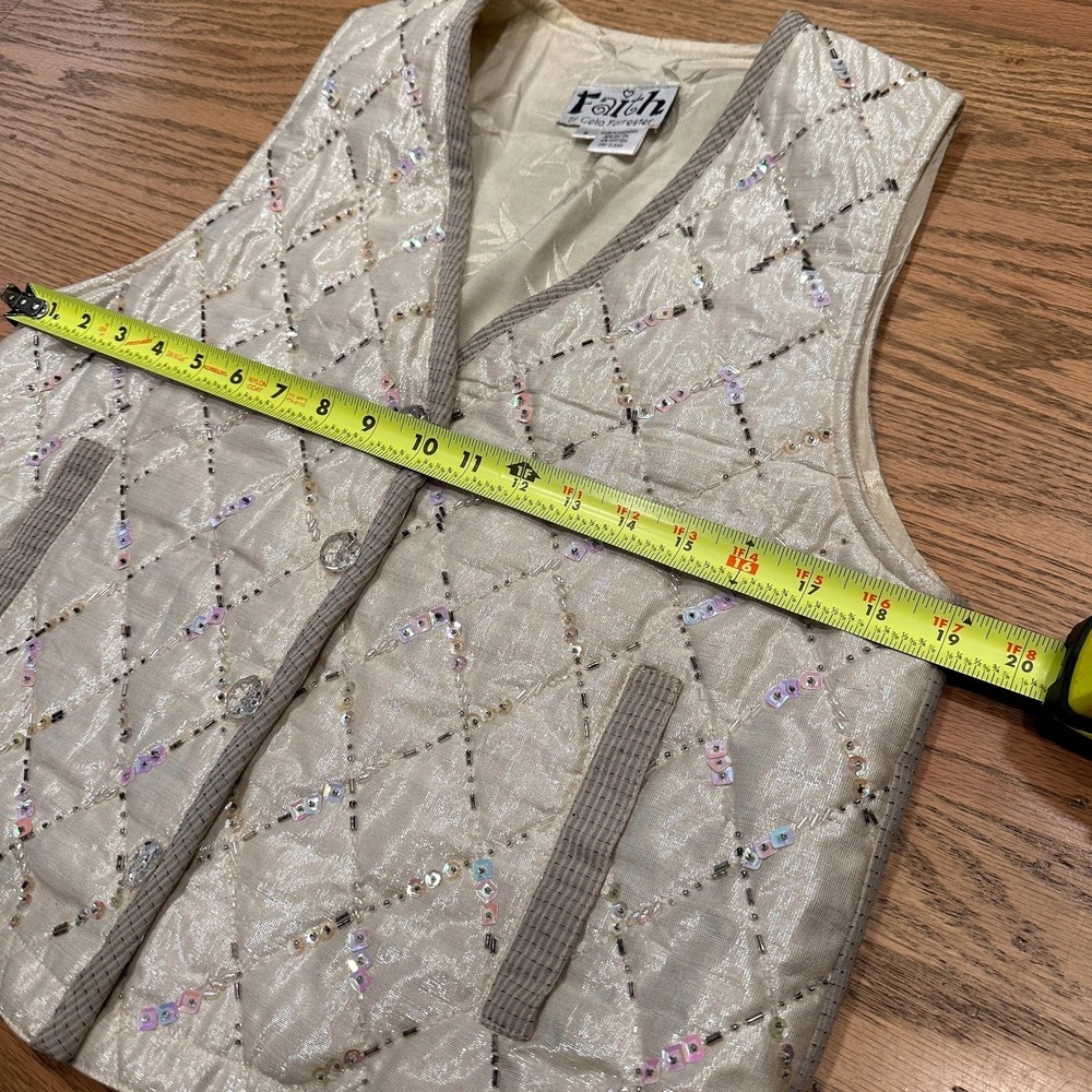 VTG Faith Celia Forrester Embellished Quilted Vest Y2K Art to Wear Size Small - Picture 7 of 7